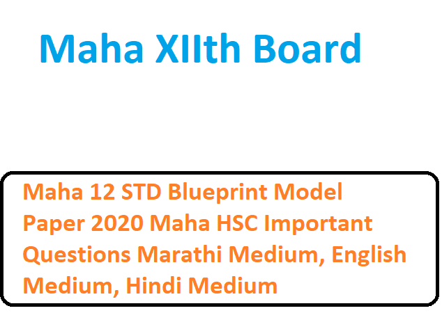 Maha 12 STD Blueprint Model Paper 2020 Maha HSC Important Questions Marathi Medium, English Medium, Hindi Medium
